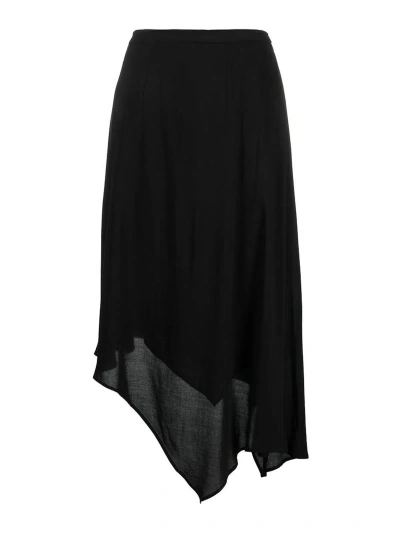 Ann Demeulemeester Black Asymmetric Midi Skirt