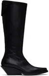 ANN DEMEULEMEESTER BLACK AUKE POINTY MEDIUM HEEL TALL BOOTS