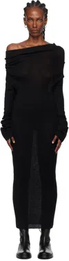 Ann Demeulemeester Black Barbro Dropped Shoulder Knitted Midi Dress In Black
