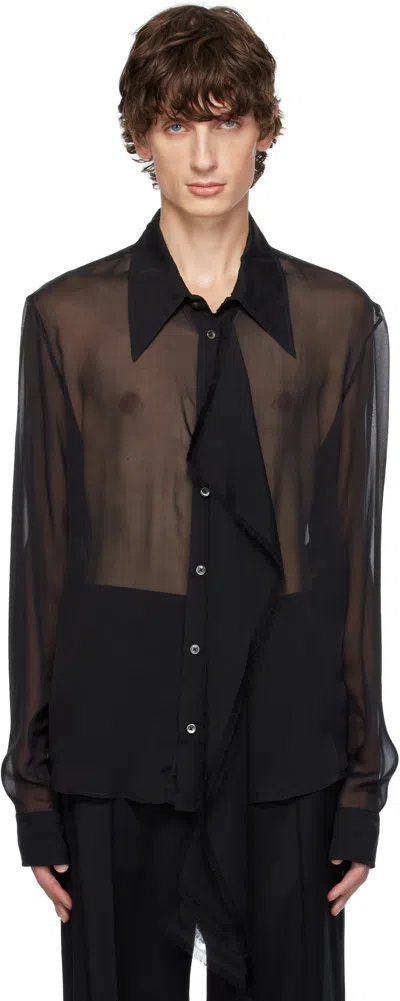 Ann Demeulemeester Bjarn Silk Sheer Shirt In Black
