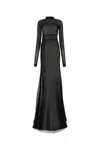 Ann Demeulemeester Long Sleeves High Neck Floor Length Dress In Black