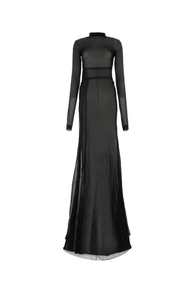 Ann Demeulemeester Black Cotton Blend Long Dress