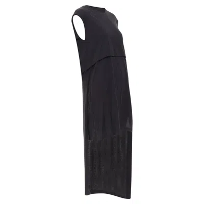 Ann Demeulemeester Black Cotton Layered Asymmetric Hi-low Midi Dress Fr38 M