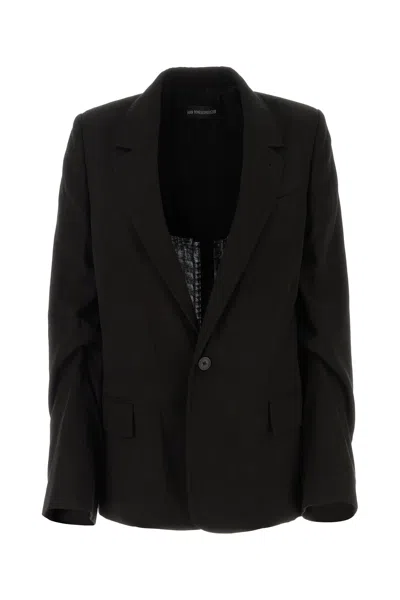 ANN DEMEULEMEESTER BLACK COTTON RENSKE BLAZER