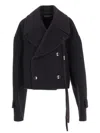 Ann Demeulemeester Double Breasted High Comfort Short Caban Bea In Black