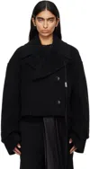 Ann Demeulemeester Black Davin Double-breasted Short Jacket In 099 Black