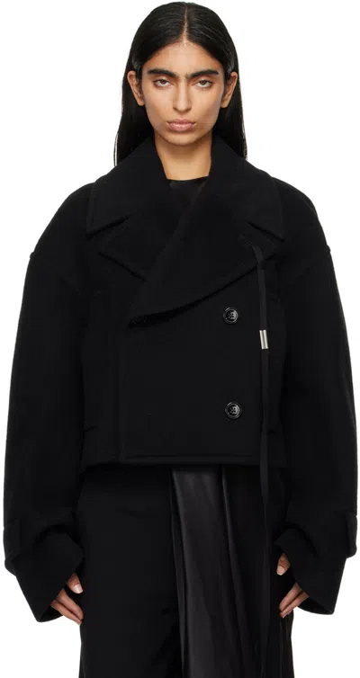 Ann Demeulemeester Black Davin Double-breasted Short Jacket In 099 Black