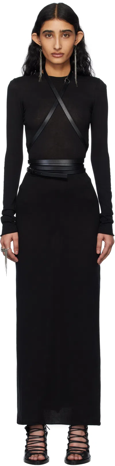 Ann Demeulemeester Black Eva Open Back Knitted Maxi Dress In 099 Black