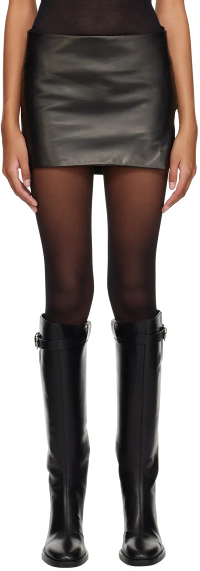 Ann Demeulemeester Black Gemma Leather Miniskirt In 099 Black