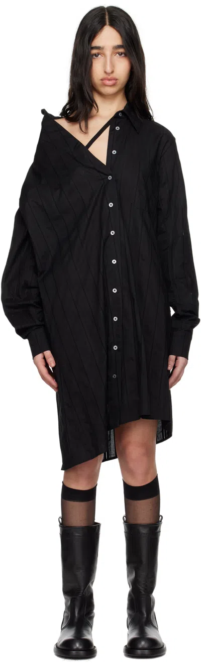 ANN DEMEULEMEESTER BLACK HALINA DROPPED SHOULDER SHIRT MINIDRESS