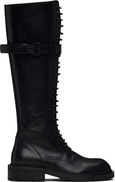 ANN DEMEULEMEESTER BLACK HIGH DANNY TALL BOOTS