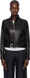 Ann Demeulemeester Black Ikra Fitted Leather Biker Jacket In Black