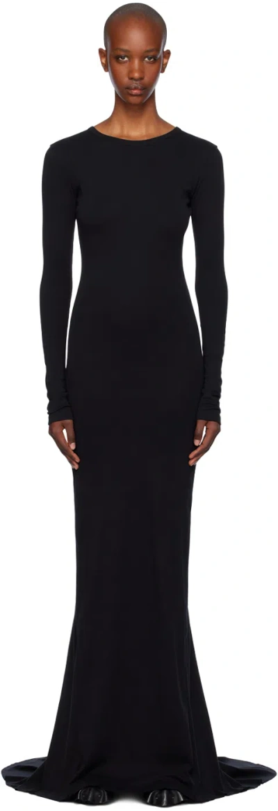 Ann Demeulemeester Jesse Cotton Jersey Long Dress In Black