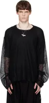 Ann Demeulemeester Black Kent Open Neck High Comfort Sweater In Black