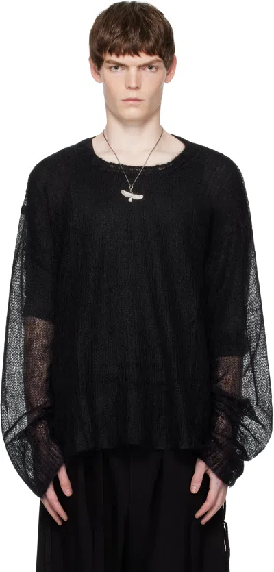 Ann Demeulemeester Black Kent Open Neck High Comfort Sweater