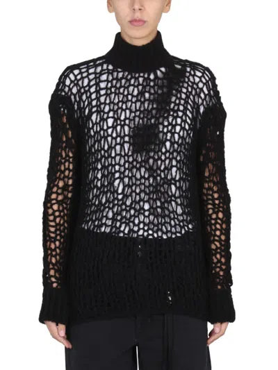 Ann Demeulemeester Black Knitted Turtle Neck Sweater
