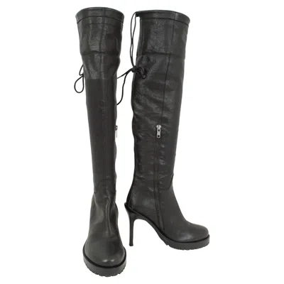 Pre-owned Ann Demeulemeester Black Laced Stiletto Boot With Lug Platform – 37 ½, 2015