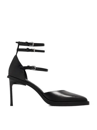 ANN DEMEULEMEESTER BLACK LEATHER HEELS