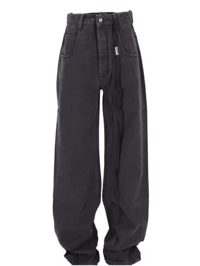 ANN DEMEULEMEESTER BLACK LOGO-PLAQUE JEANS
