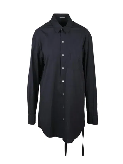 Ann Demeulemeester Black Longline Side-tie Cotton Shirt