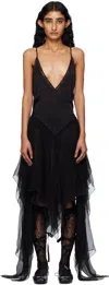 Ann Demeulemeester Multilayer Silk Blend Midi Dress In Black