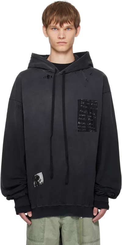 Ann Demeulemeester Black Ollie High-comfort Printed Patches Hoodie