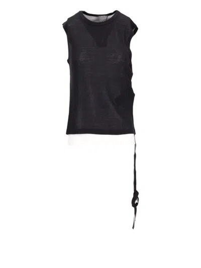ANN DEMEULEMEESTER BLACK RIBBED TOP
