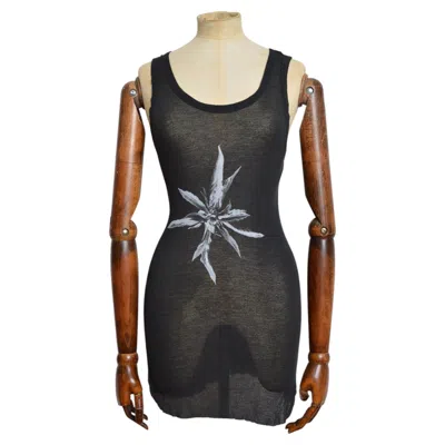 Pre-owned Ann Demeulemeester Black Semi Sheer Long Silk Tank Top - Vest