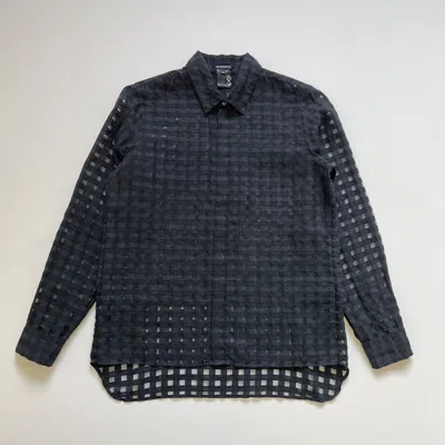 Pre-owned Ann Demeulemeester Black Sheer Square Patterned Shirt