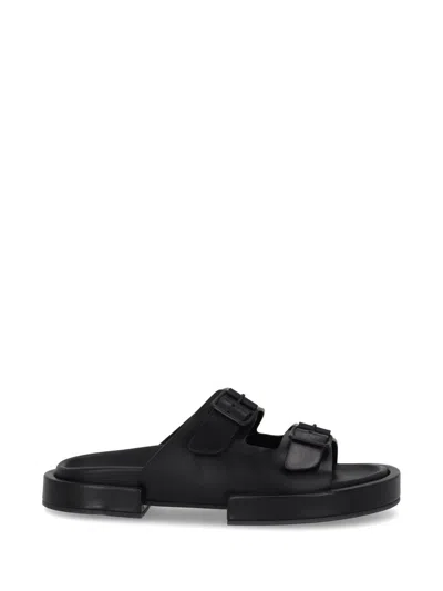ANN DEMEULEMEESTER BLACK SLIP ON SANDALS