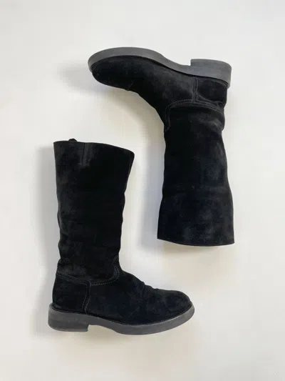 Pre-owned Ann Demeulemeester Black Suede Engineer Boots
