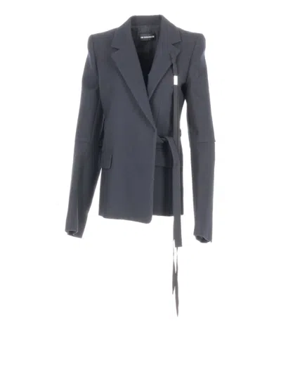 ANN DEMEULEMEESTER BLACK VENLA ASYMMETRIC TAILORED JACKET