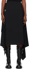 Ann Demeulemeester Black Ylva Wrap Midi Skirt In Animal Print
