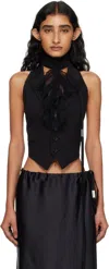 Ann Demeulemeester Black Zipora Peak Lapel Backless Waistcoat Vest In Black