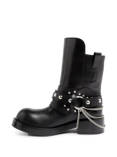Ann Demeulemeester Boa Stud-embellished Ankle Boots In Black