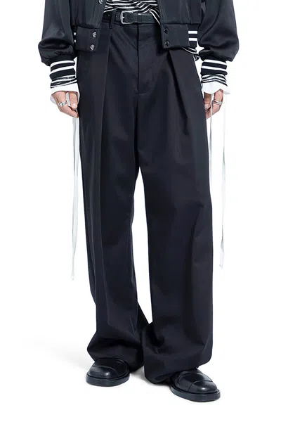 Ann Demeulemeester Botel Wide Leg Pleated Trousers In Black