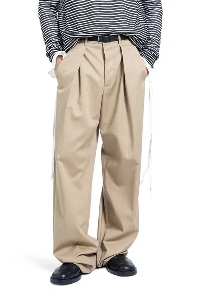 Ann Demeulemeester Botel Wide Leg Pleated Trousers In Neutral
