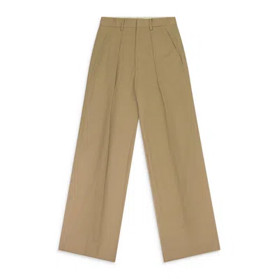 Ann Demeulemeester Botel Wide Leg Pleated Trousers Sand In Brown