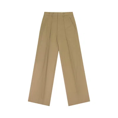 Pre-owned Ann Demeulemeester Botel Wide Leg Pleated Trousers 'sand' | Tan | Men's Size 52