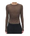 Ann Demeulemeester Brando Wrinkled Cropped Long Sleeve Top In Brown