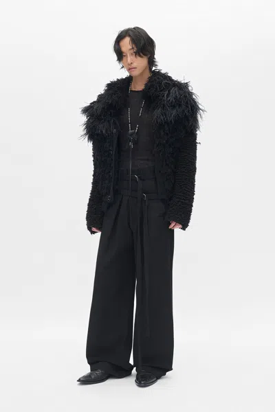 Ann Demeulemeester Brando Wrinkled Cropped Long Sleeve Top In Black