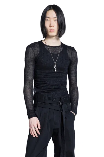 Ann Demeulemeester Brando Wrinkled Long Sleeve Crop Top In Black