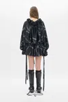 Ann Demeulemeester Bregje Ruffled Dress With Drawsting Dreamcatcher Print In Black