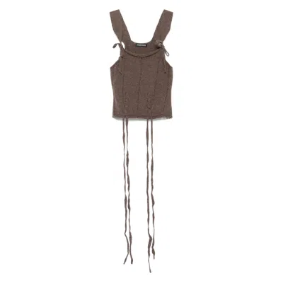 ANN DEMEULEMEESTER ANN DEMEULEMEESTER BROWN TOPS - VESTS & TANK TOPS WOMEN