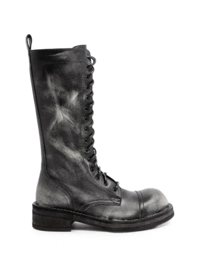Ann Demeulemeester Brushed Leather Lace-up Combat Boots In Black