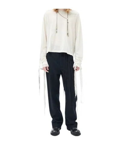 Ann Demeulemeester Brushed-wool Trousers In White