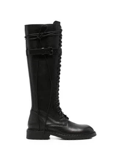 Ann Demeulemeester Buckle-fastening Lace-up Boots In Pattern
