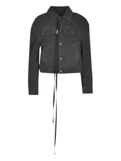 Ann Demeulemeester Button Denim Coat In Black