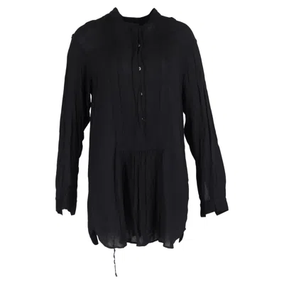 Ann Demeulemeester Buttoned Pleated Shirt In Black Cotton