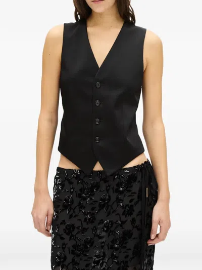 Ann Demeulemeester Button-up Satin Waistcoat In Black